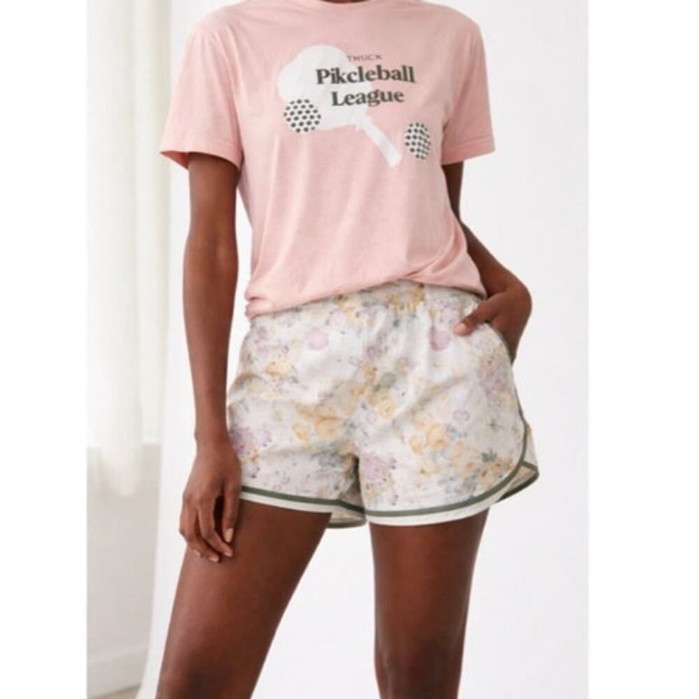Tuckernuck Floral Athletic Shorts XXL White Purple Golf Tennis Lined NWT